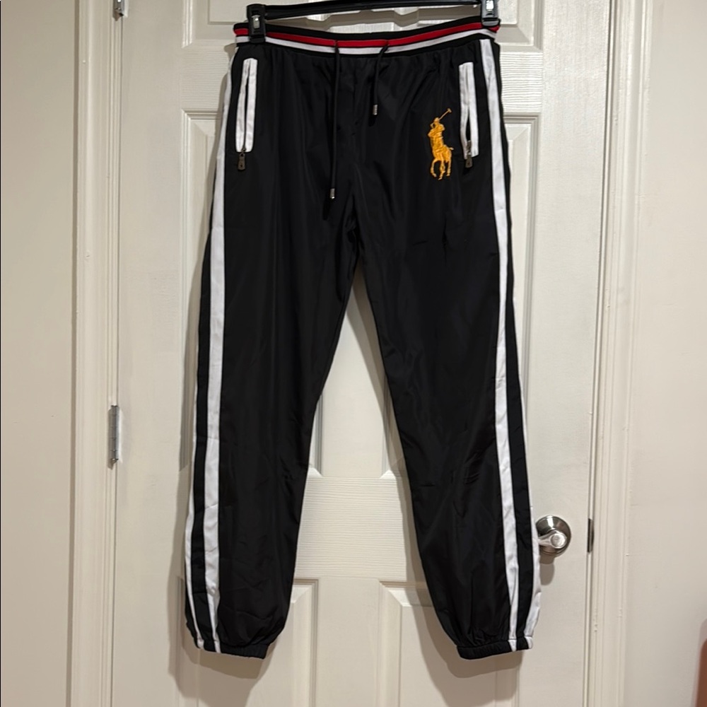 Polo by Ralph Lauren Black Joggers with White Stripes